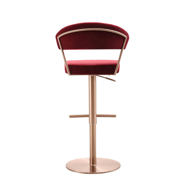 HomeRoots Black Adjustable Height Swivel Bar Chair in Faux Leather & Rose Gold Steel – Chic & Versatile Design 714471
