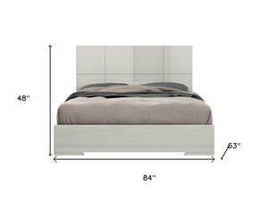HomeRoots Beige Upholstered Queen Bed Frame with Button-Tufted Linen Blend and Solid Wood Platform Support 714474