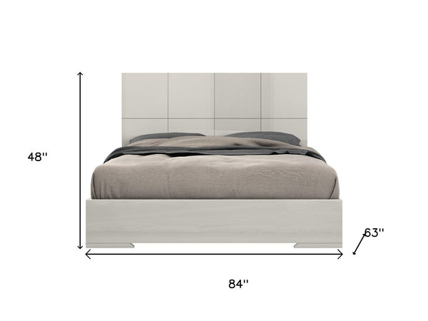 HomeRoots Beige Upholstered Queen Bed Frame with Button-Tufted Linen Blend and Solid Wood Platform Support 714474