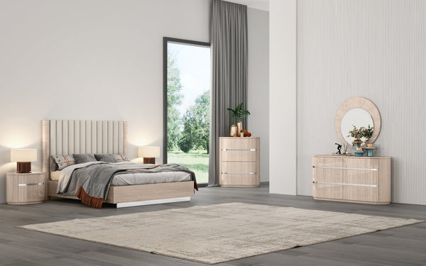 HomeRoots Gray Upholstered Queen Bed Frame with Tufted Faux Leather & Integrated Lighting for Modern Elegance 714475