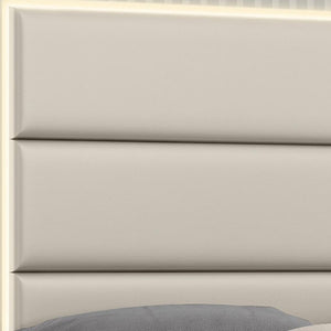 HomeRoots Gray Wood King Bed Frame - Contemporary Platform Design with Upholstered Headboard for Ultimate Comfort 714477