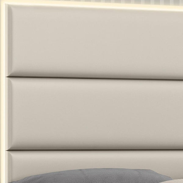 HomeRoots Gray Wood King Bed Frame - Contemporary Platform Design with Upholstered Headboard for Ultimate Comfort 714477