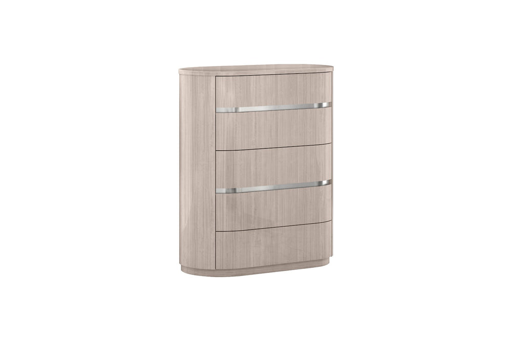 HomeRoots 31" Stylish Brown and Beige Five Drawer Gentlemen's Chest - Durable Storage Solution for Any Bedroom 714479