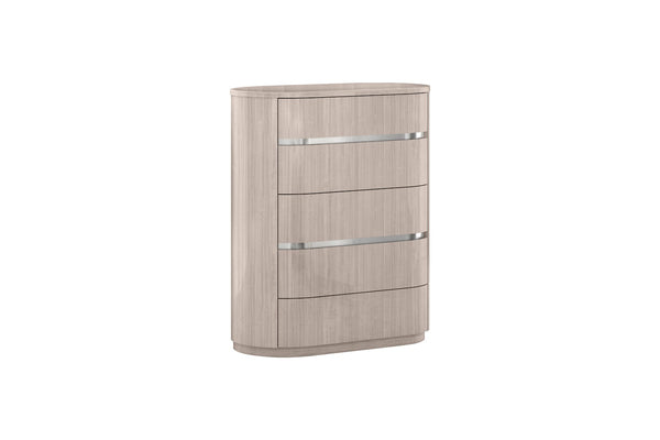 HomeRoots 31" Stylish Brown and Beige Five Drawer Gentlemen's Chest - Durable Storage Solution for Any Bedroom 714479