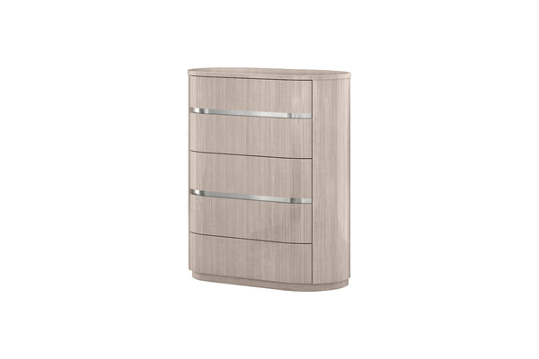 HomeRoots 31" Stylish Brown and Beige Five Drawer Gentlemen's Chest - Durable Storage Solution for Any Bedroom 714479