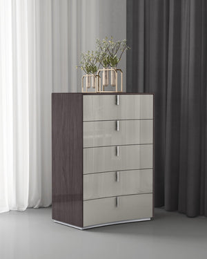 HomeRoots 38" Contemporary Gray Wood Five Drawer Gentlemen's Chest for Stylish Storage & Organization 714480