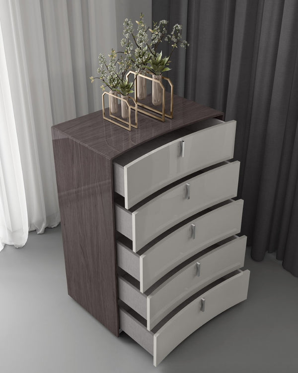 HomeRoots 38" Contemporary Gray Wood Five Drawer Gentlemen's Chest for Stylish Storage & Organization 714480