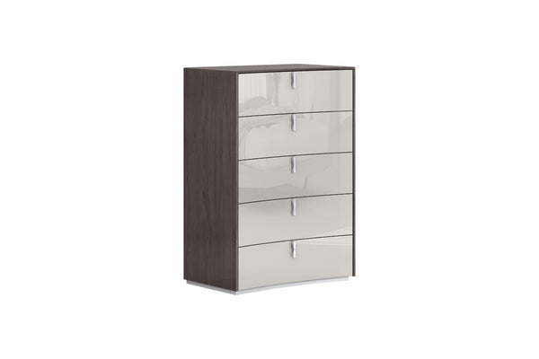 HomeRoots 38" Contemporary Gray Wood Five Drawer Gentlemen's Chest for Stylish Storage & Organization 714480