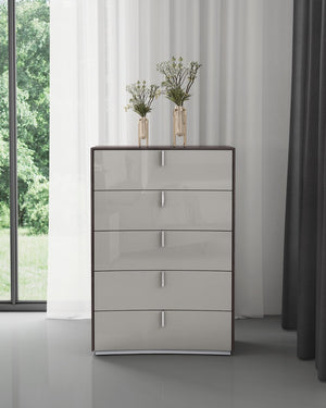 HomeRoots 38" Contemporary Gray Wood Five Drawer Gentlemen's Chest for Stylish Storage & Organization 714480