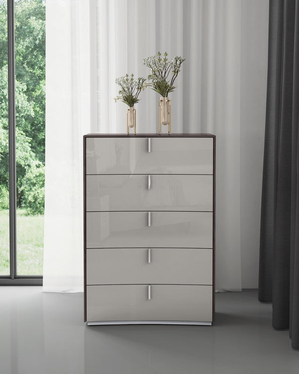 HomeRoots 38" Contemporary Gray Wood Five Drawer Gentlemen's Chest for Stylish Storage & Organization 714480