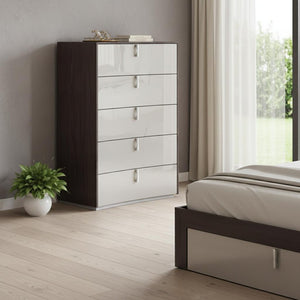 HomeRoots 38" Contemporary Gray Wood Five Drawer Gentlemen's Chest for Stylish Storage & Organization 714480