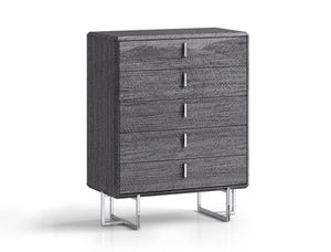 HomeRoots 36" Blue Wood Five Drawer Gentlemens Chest - Stylish Vertical Storage with Felt-Lined Drawers & Metal Handles 714481