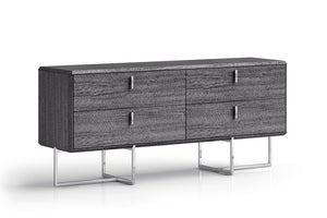 HomeRoots 68" Blue Wood Six Drawer Double Dresser - Stylish Storage Solution with Easy-Glide Drawers & Modern Accents 714484