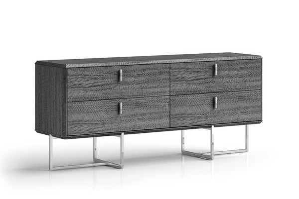 HomeRoots 68" Blue Wood Six Drawer Double Dresser - Stylish Storage Solution with Easy-Glide Drawers & Modern Accents 714484