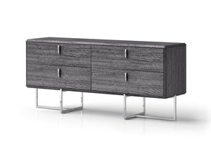 HomeRoots 68" Blue Wood Six Drawer Double Dresser - Stylish Storage Solution with Easy-Glide Drawers & Modern Accents 714484