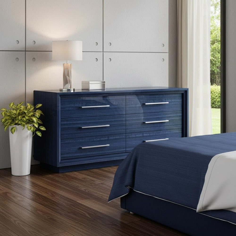 HomeRoots 60" Gray Wood Six Drawer Double Dresser - Contemporary Design for Stylish Bedroom Storage & Organization 714485