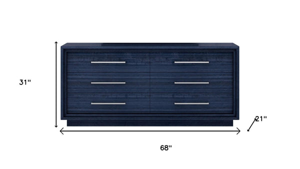 HomeRoots 60" Gray Wood Six Drawer Double Dresser - Contemporary Design for Stylish Bedroom Storage & Organization 714485