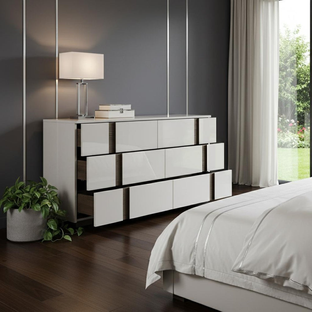 HomeRoots 57" Gray Wood Six Drawer Double Dresser - Stylish Storage Solution for Organized Bedrooms & Decor 714486