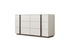 HomeRoots 57" Gray Wood Six Drawer Double Dresser - Stylish Storage Solution for Organized Bedrooms & Decor 714486