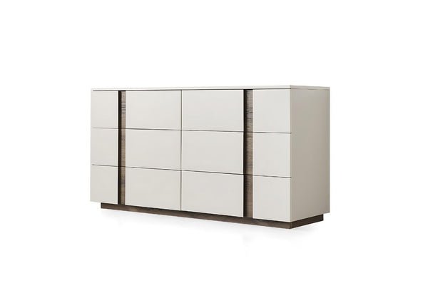 HomeRoots 57" Gray Wood Six Drawer Double Dresser - Stylish Storage Solution for Organized Bedrooms & Decor 714486