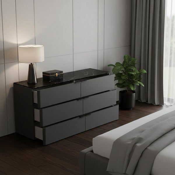 HomeRoots 62" White Wood Six Drawer Double Dresser - Modern, Spacious Storage Solution for Any Bedroom Decor 714488