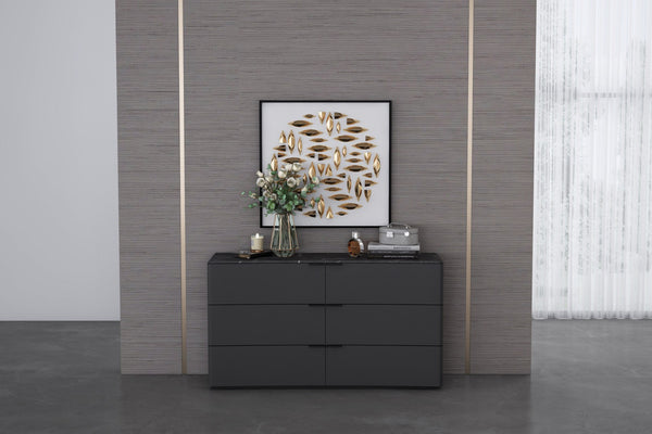 HomeRoots 62" White Wood Six Drawer Double Dresser - Modern, Spacious Storage Solution for Any Bedroom Decor 714488
