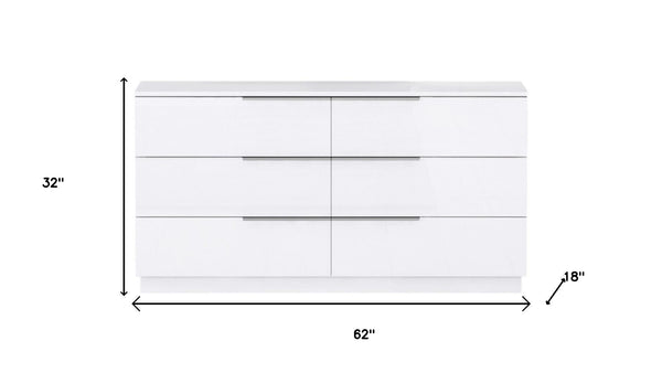 HomeRoots 60" Gray Wood Six Drawer Double Dresser - Ample Storage, Durable Design, & Ready to Use for Your Bedroom 714489