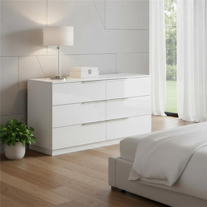HomeRoots 60" Gray Wood Six Drawer Double Dresser - Ample Storage, Durable Design, & Ready to Use for Your Bedroom 714489