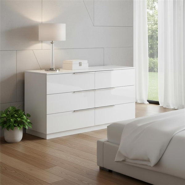 HomeRoots 60" Gray Wood Six Drawer Double Dresser - Ample Storage, Durable Design, & Ready to Use for Your Bedroom 714489