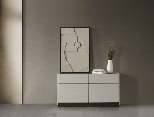 HomeRoots 60" Beige Wood Six Drawer Double Dresser - Stylish Storage Solution for Modern Bedrooms, Fully Assembled 714490