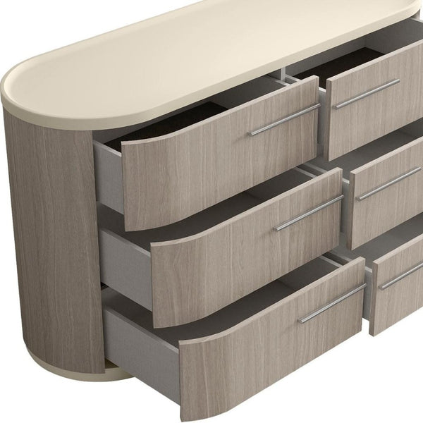 HomeRoots 63" Beige Wood Six Drawer Double Dresser for Stylish Storage & Organization in Any Bedroom Décor 714491