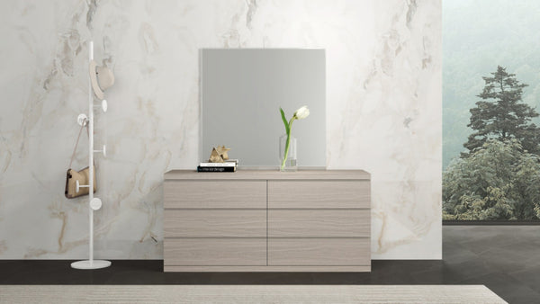 HomeRoots 56" Beige Wood Six Drawer Double Dresser - Elegant Storage Solution with Smooth-Glide Drawers & Style 714493