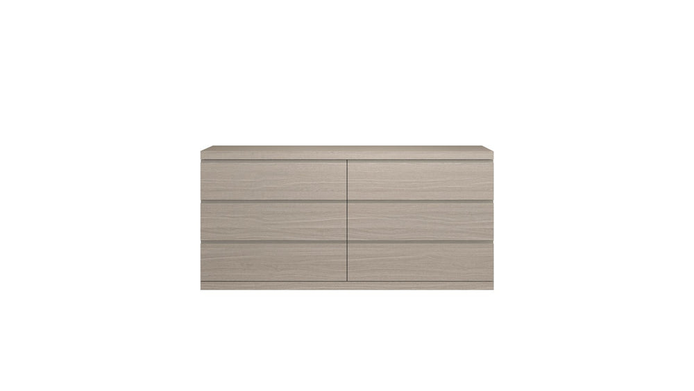 HomeRoots 56" Beige Wood Six Drawer Double Dresser - Elegant Storage Solution with Smooth-Glide Drawers & Style 714493