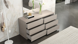 HomeRoots 56" Beige Wood Six Drawer Double Dresser - Elegant Storage Solution with Smooth-Glide Drawers & Style 714493