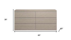 HomeRoots 56" Beige Wood Six Drawer Double Dresser - Elegant Storage Solution with Smooth-Glide Drawers & Style 714493