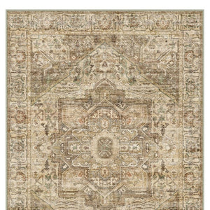 HomeRoots 6' Elegant Brown and Beige Floral Medallion Area Rug - Soft, Durable, and Machine Washable for Homes 6' X 9' 714495
