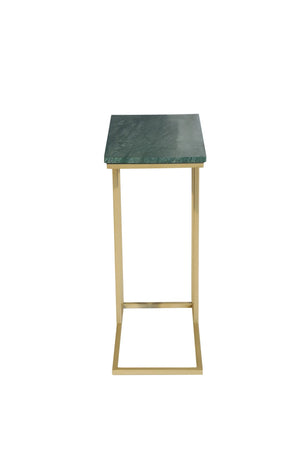 English Elm Marble C-shaped Sofa Side Table with Gold Metal Frame Glam Living Room Accent B346P320729