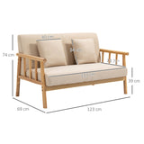 English Elm Homcom 48" 2-Seater Couch For Small Spaces, Modern Loveseat Sofa For Bedroom, Living Room Furniture, Upholstered Small Couch With Throw Pillow and Wood Legs, Beige