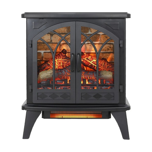 24 Inch Black Metal Electric Fireplace with Led Lighting for Modern Living Room Ambiance