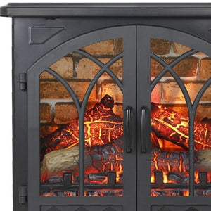 24 Inch Black Metal Electric Fireplace with Led Lighting for Modern Living Room Ambiance