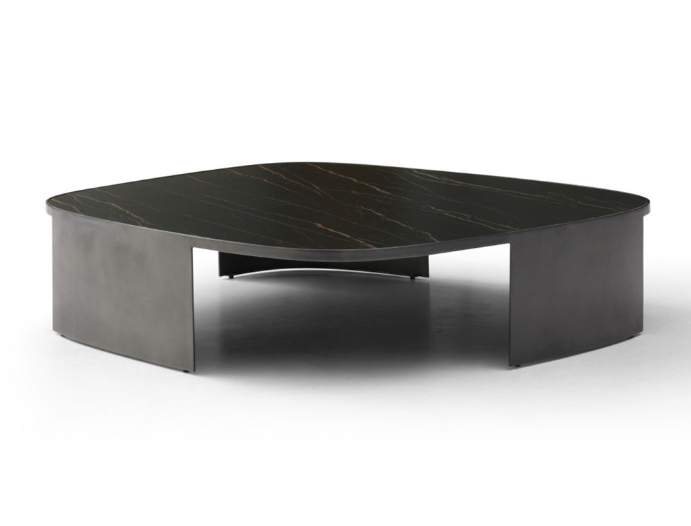HomeRoots 42" Sleek Black Ceramic Tile Coffee Table with Steel Frame - Modern Minimalist Design, No Assembly! 714505