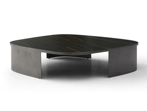 HomeRoots 42" Sleek Black Ceramic Tile Coffee Table with Steel Frame - Modern Minimalist Design, No Assembly! 714505