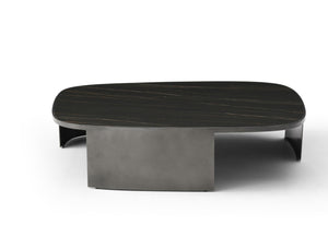 HomeRoots 42" Sleek Black Ceramic Tile Coffee Table with Steel Frame - Modern Minimalist Design, No Assembly! 714505