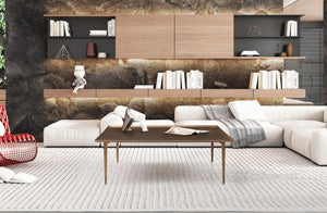HomeRoots 41" Elegant Gray Ceramic Tile & Solid Wood Round Pedestal Coffee Table for Modern Living Spaces 714509