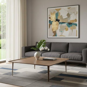 HomeRoots 41" Elegant Gray Ceramic Tile & Solid Wood Round Pedestal Coffee Table for Modern Living Spaces 714509