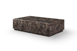 HomeRoots 55" White Marble Coffee Table with Pedestal Base - Elegant, Durable Centerpiece for Any Space 714513