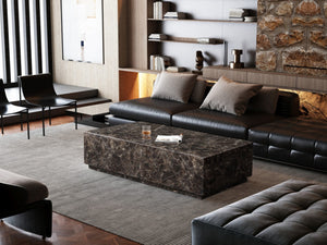 HomeRoots 55" White Marble Coffee Table with Pedestal Base - Elegant, Durable Centerpiece for Any Space 714513