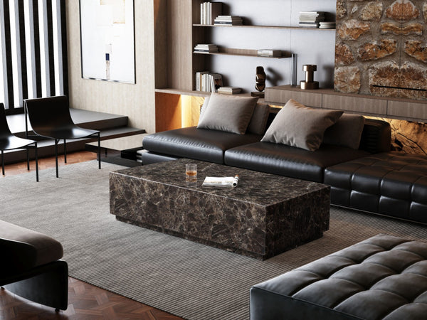 HomeRoots 55" White Marble Coffee Table with Pedestal Base - Elegant, Durable Centerpiece for Any Space 714513