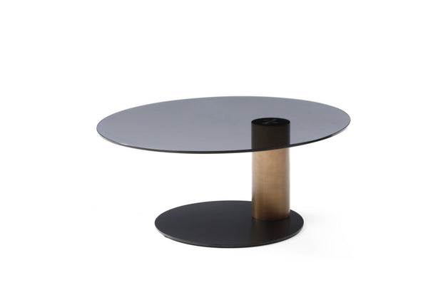 HomeRoots 41" Beige Glass Round Pedestal Coffee Table - Modern Design, Durable & Versatile for Any Space! 714515