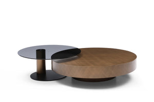 HomeRoots 41" Beige Glass Round Pedestal Coffee Table - Modern Design, Durable & Versatile for Any Space! 714515